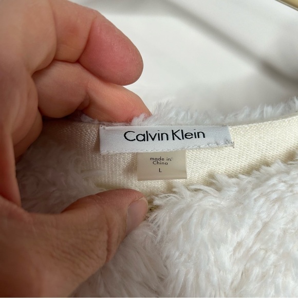 Calvin Klein Womens Faux Fur Open Front Long Sleeve Short Coat Jacket White L - Picture 2 of 4